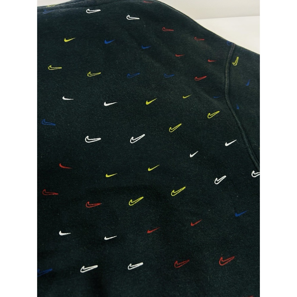 Nike Sportswear Club Fleece Allover Printed Swoosh Hoodie Mens Medium Black - Picture 16 of 16